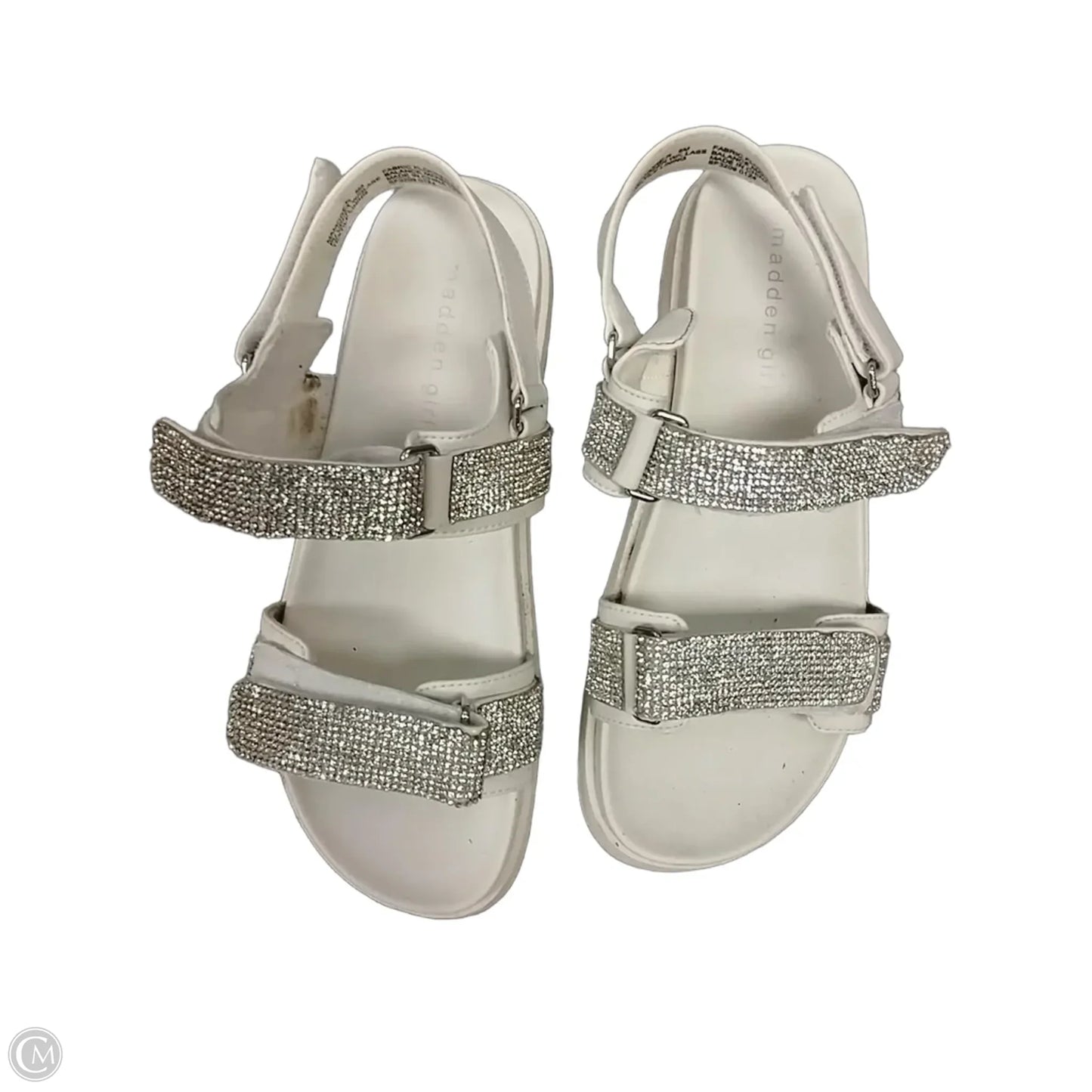 Sandals Flats By Madden Girl In Silver & White, Size: 5
