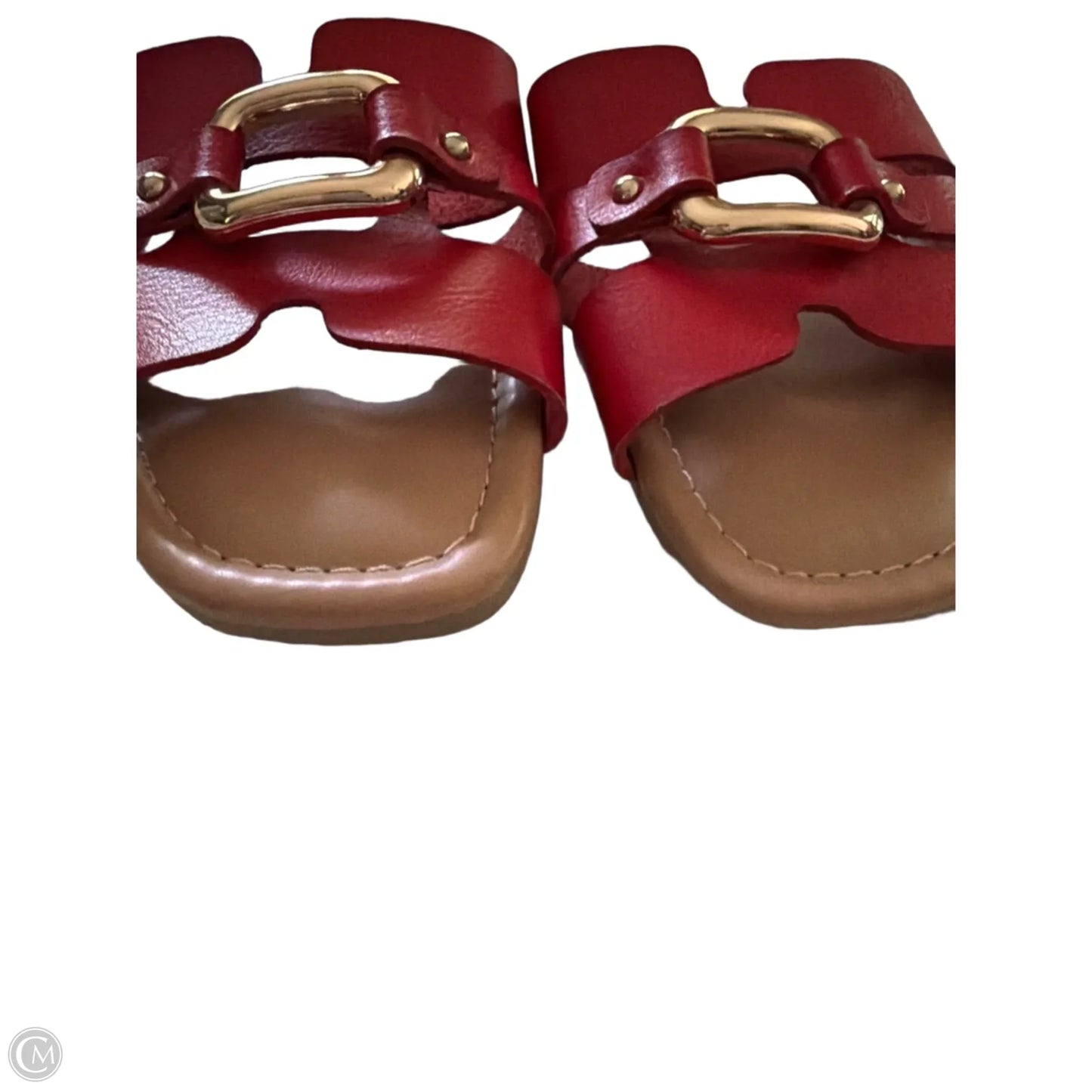 Sandals Flats By Time And Tru In Red & Tan, Size: 6