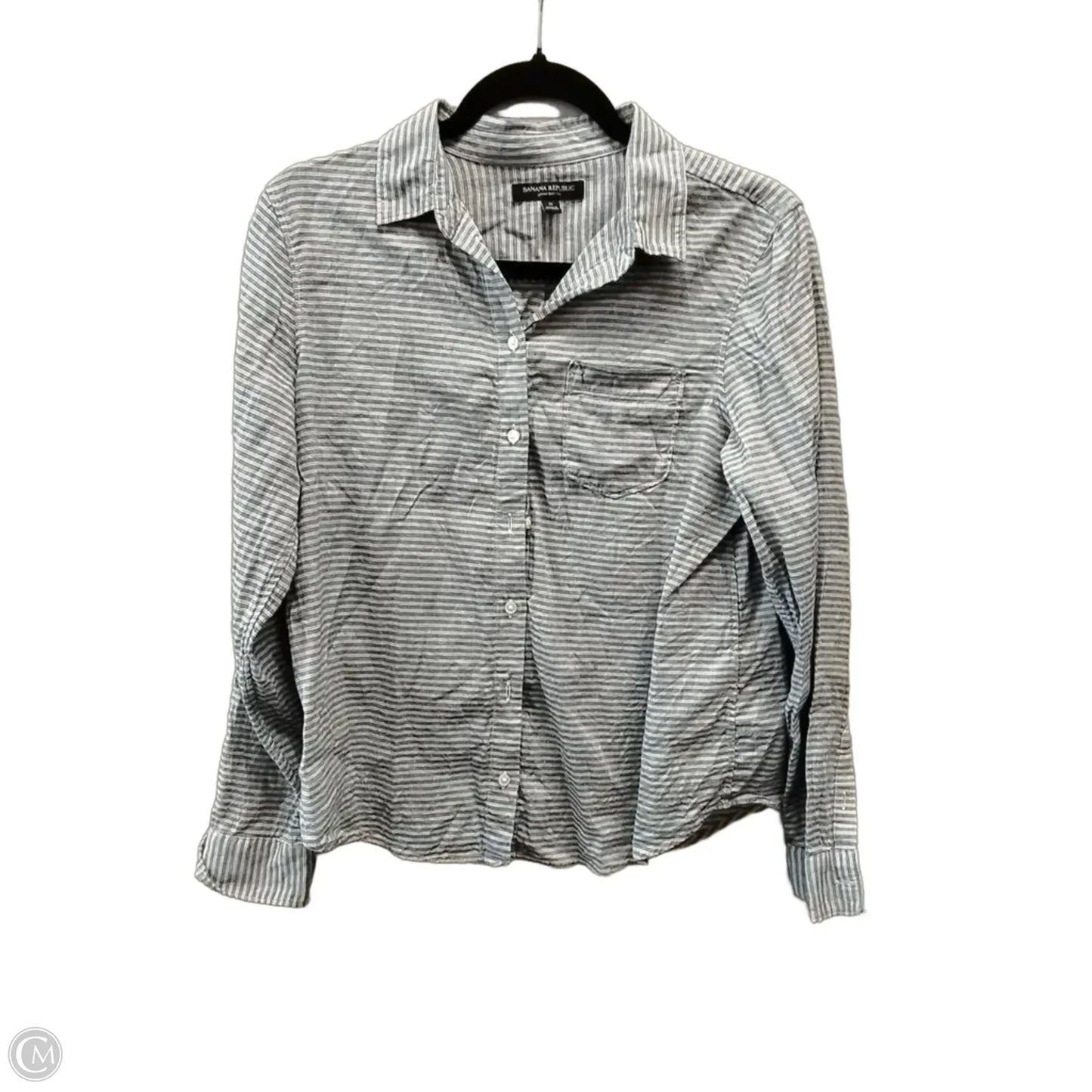 Blouse Long Sleeve By Banana Republic In Striped Pattern, Size: S