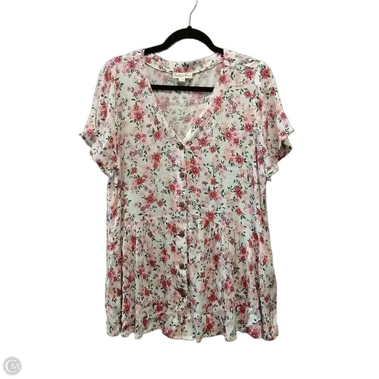 Top Short Sleeve By Indigo Rose In Floral Print, Size: 1x