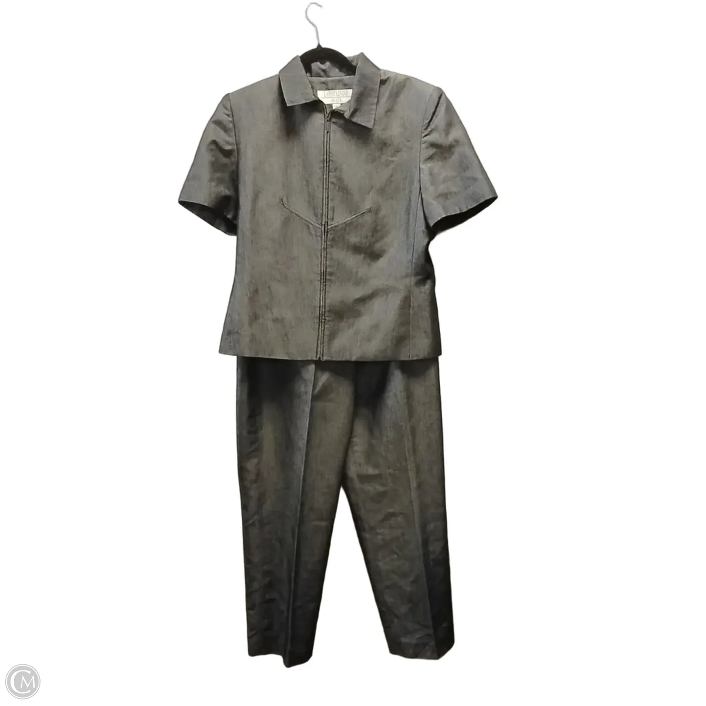 Pants Suit 2pc By Larry Levine In Grey, Size: 12
