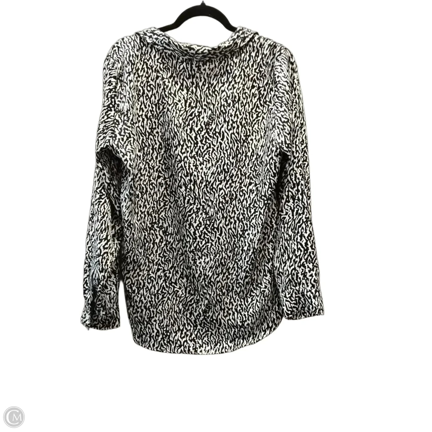 Blouse Long Sleeve By Dkny In Black & White, Size: L