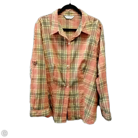 Blouse Long Sleeve By Allison Daley In Orange & Yellow, Size: 2x