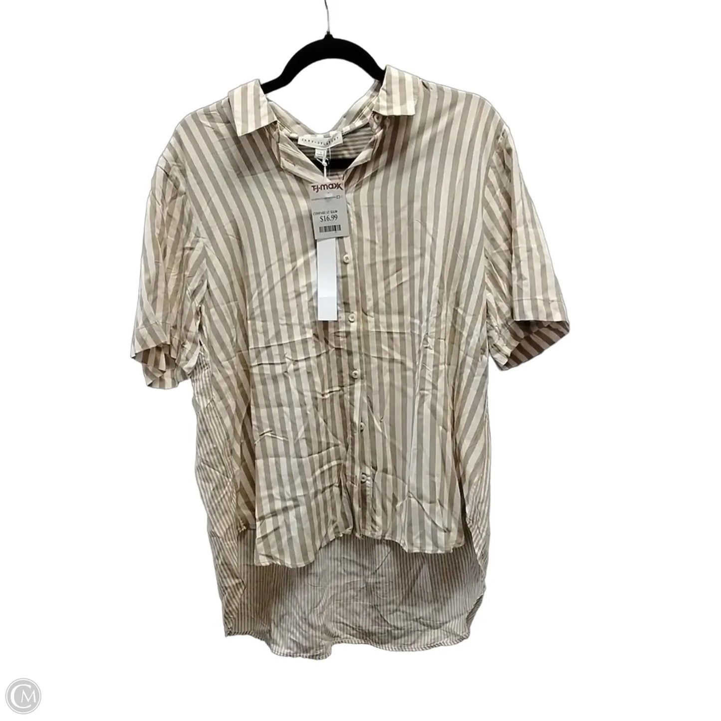 Blouse Short Sleeve By Jane And Delancey In Striped Pattern, Size: L