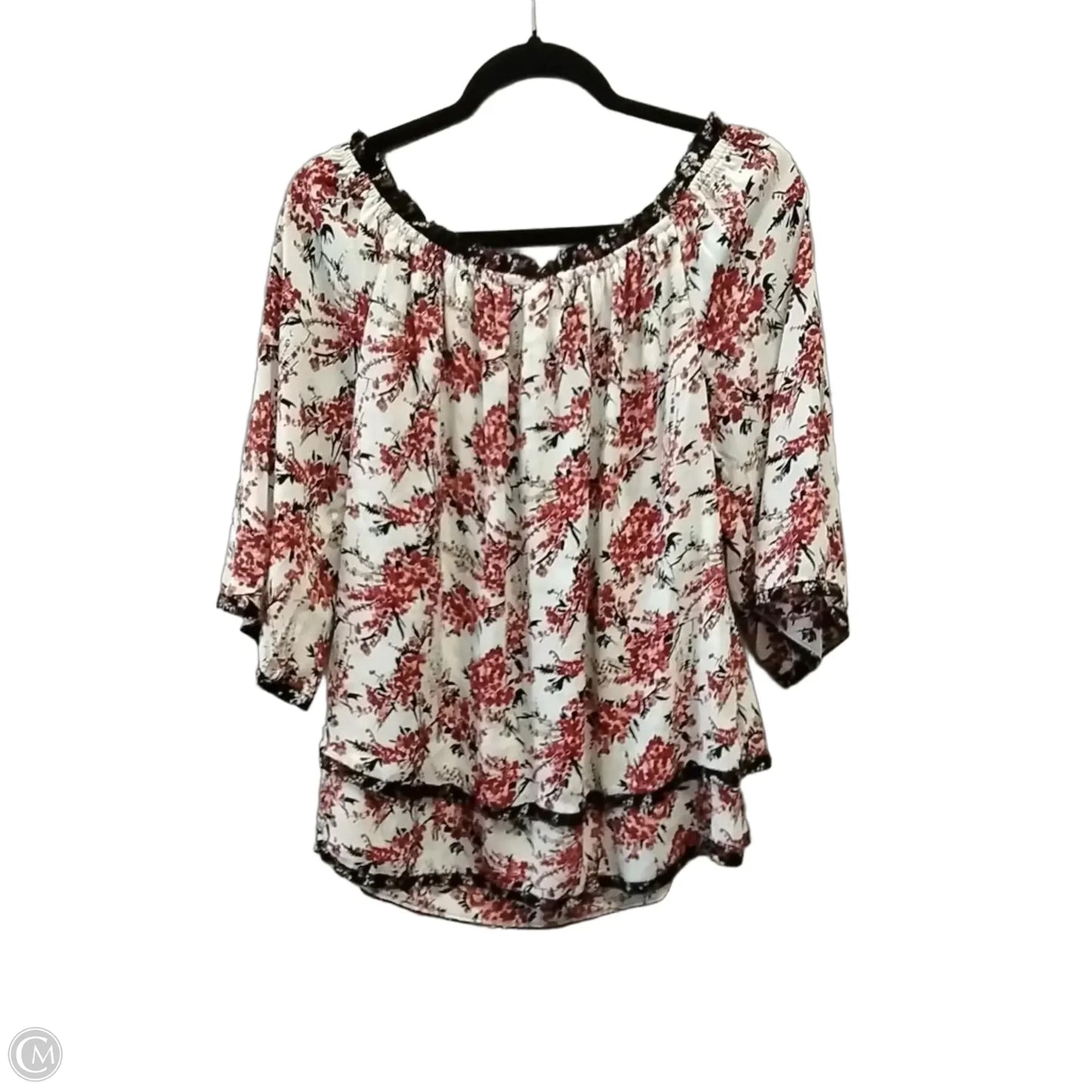 Blouse Long Sleeve By White House Black Market In Floral Print, Size: L