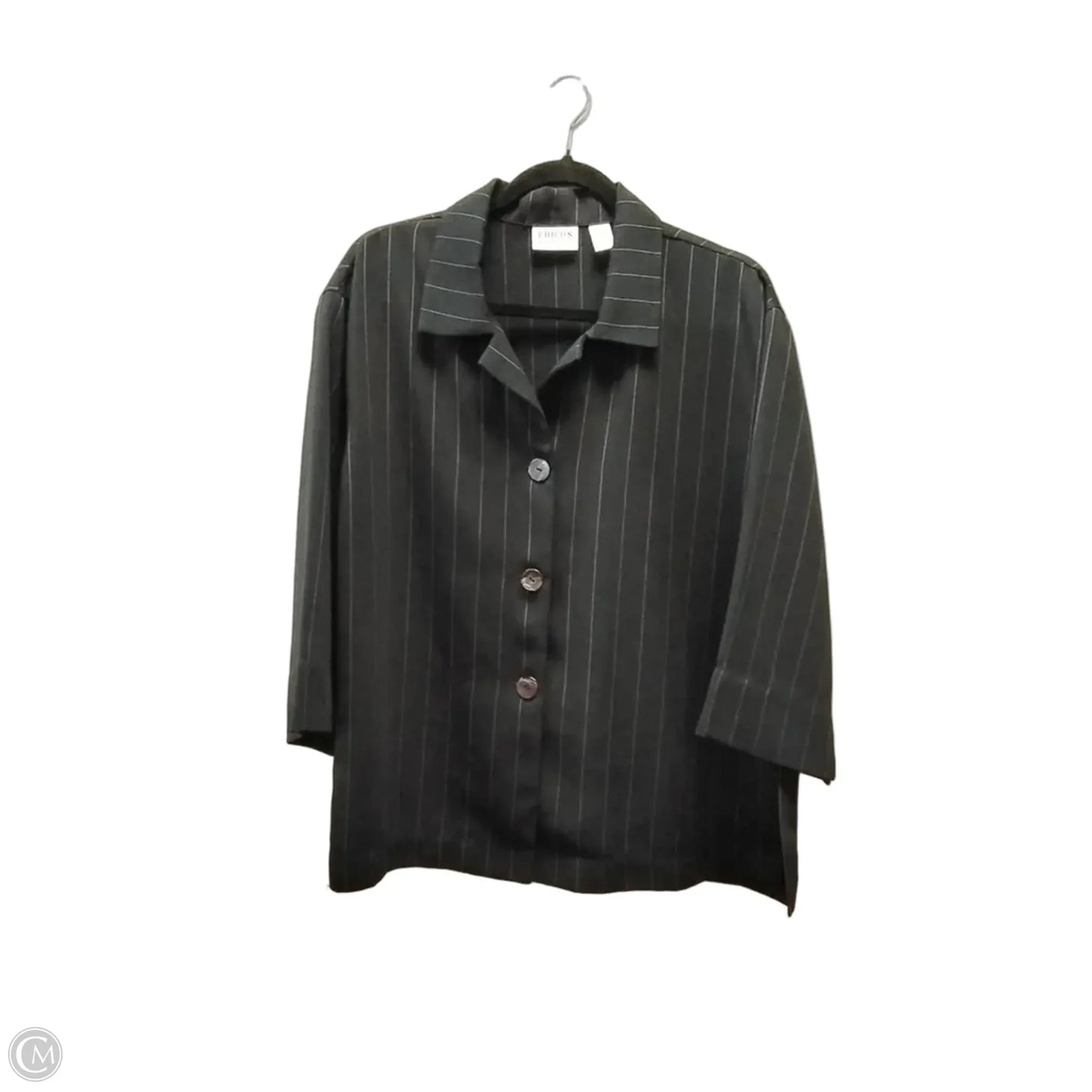 Blouse Long Sleeve By Chicos In Black & White, Size: S