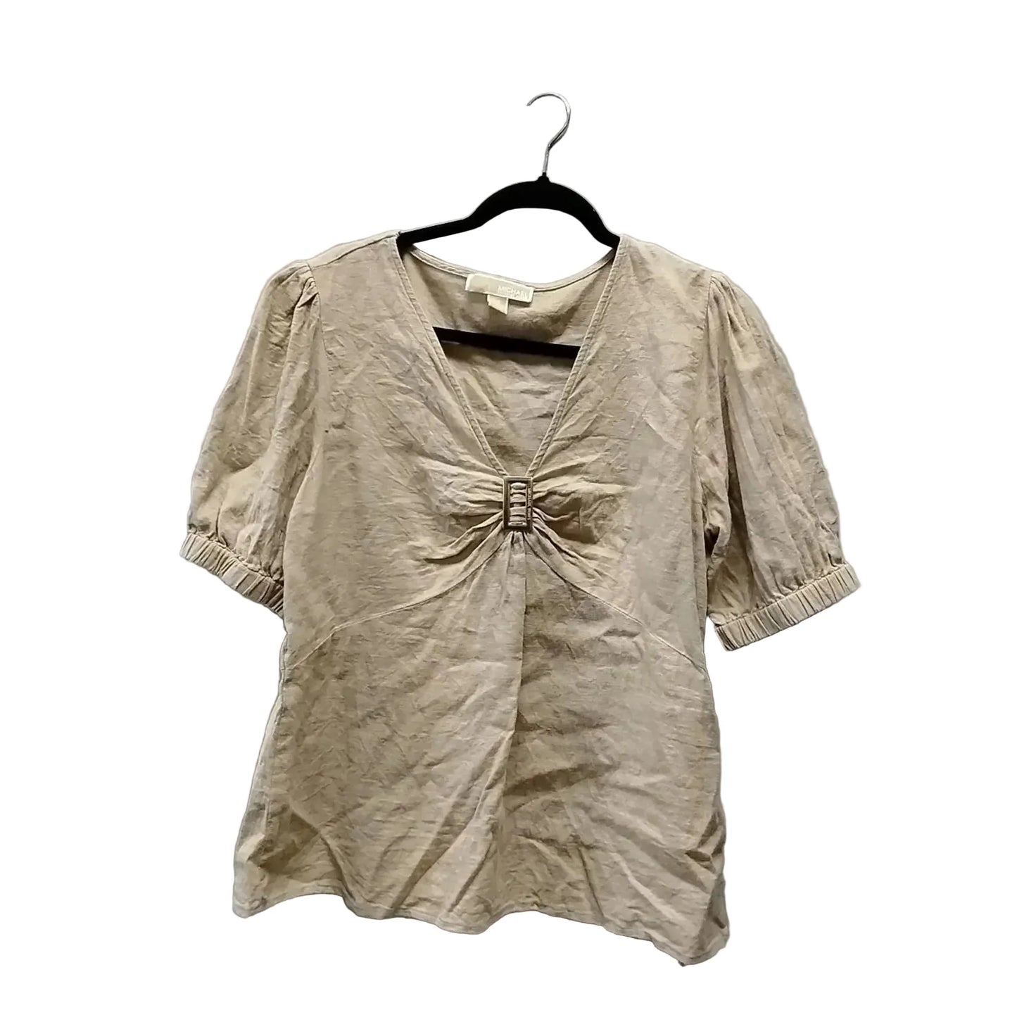 Blouse Short Sleeve By Michael By Michael Kors In Tan, Size: L