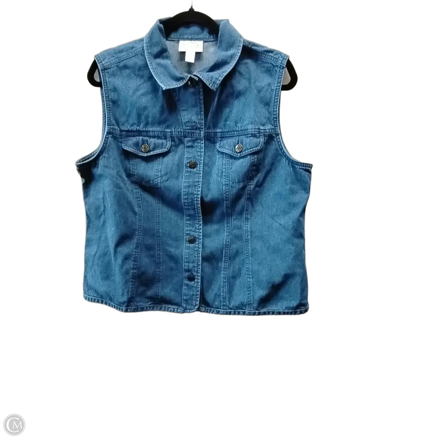 Vest Other By Talbots In Blue Denim, Size: L