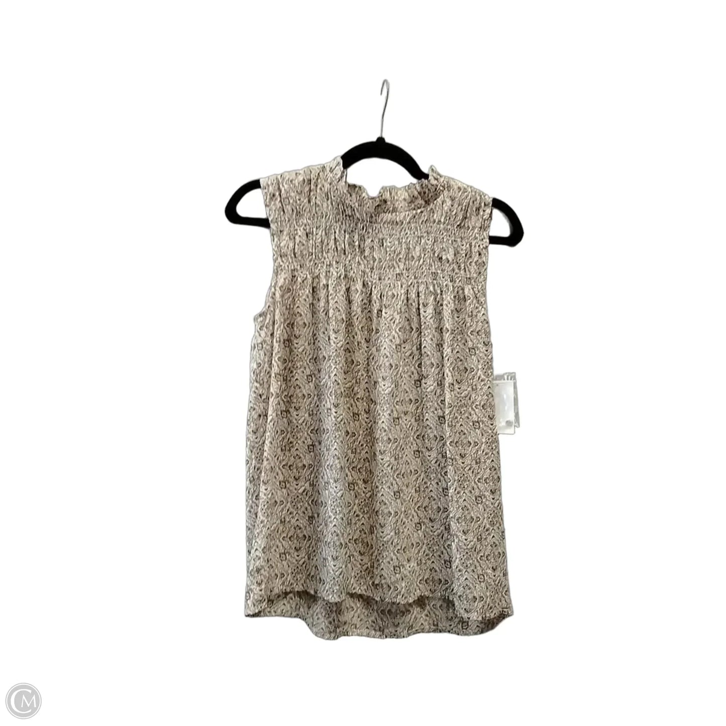 Blouse Sleeveless By Treasure And Bond In Brown & Cream, Size: S