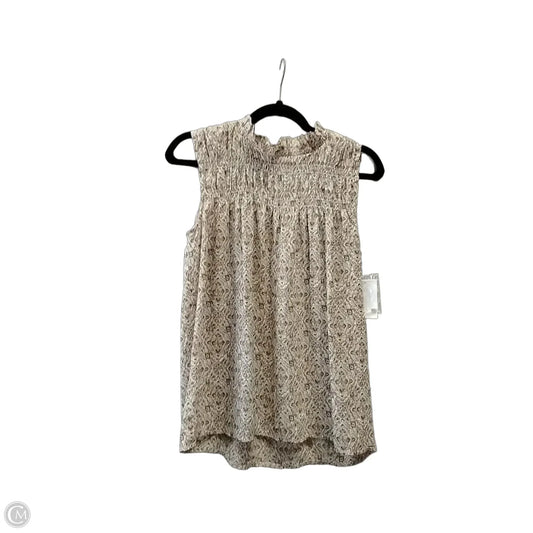 Blouse Sleeveless By Treasure And Bond In Brown & Cream, Size: S