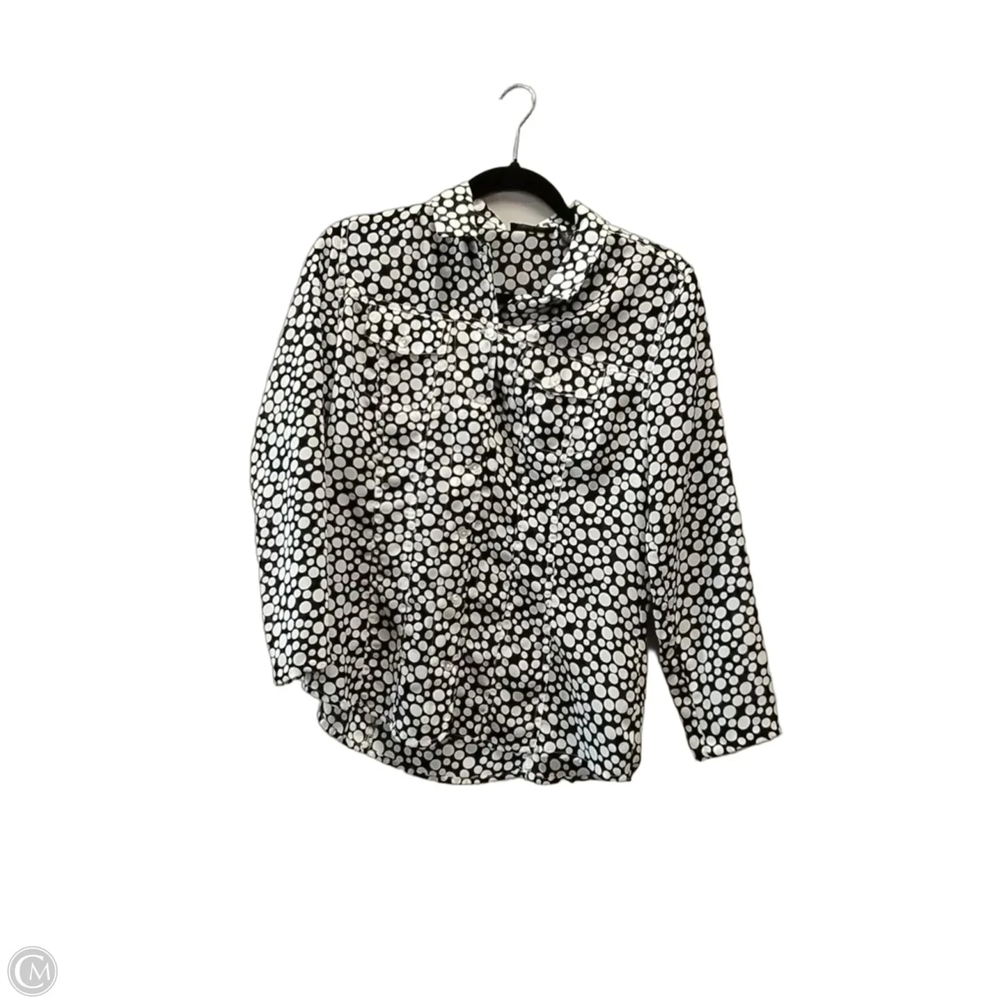 Blouse Long Sleeve By Milano In Polkadot Pattern, Size: S