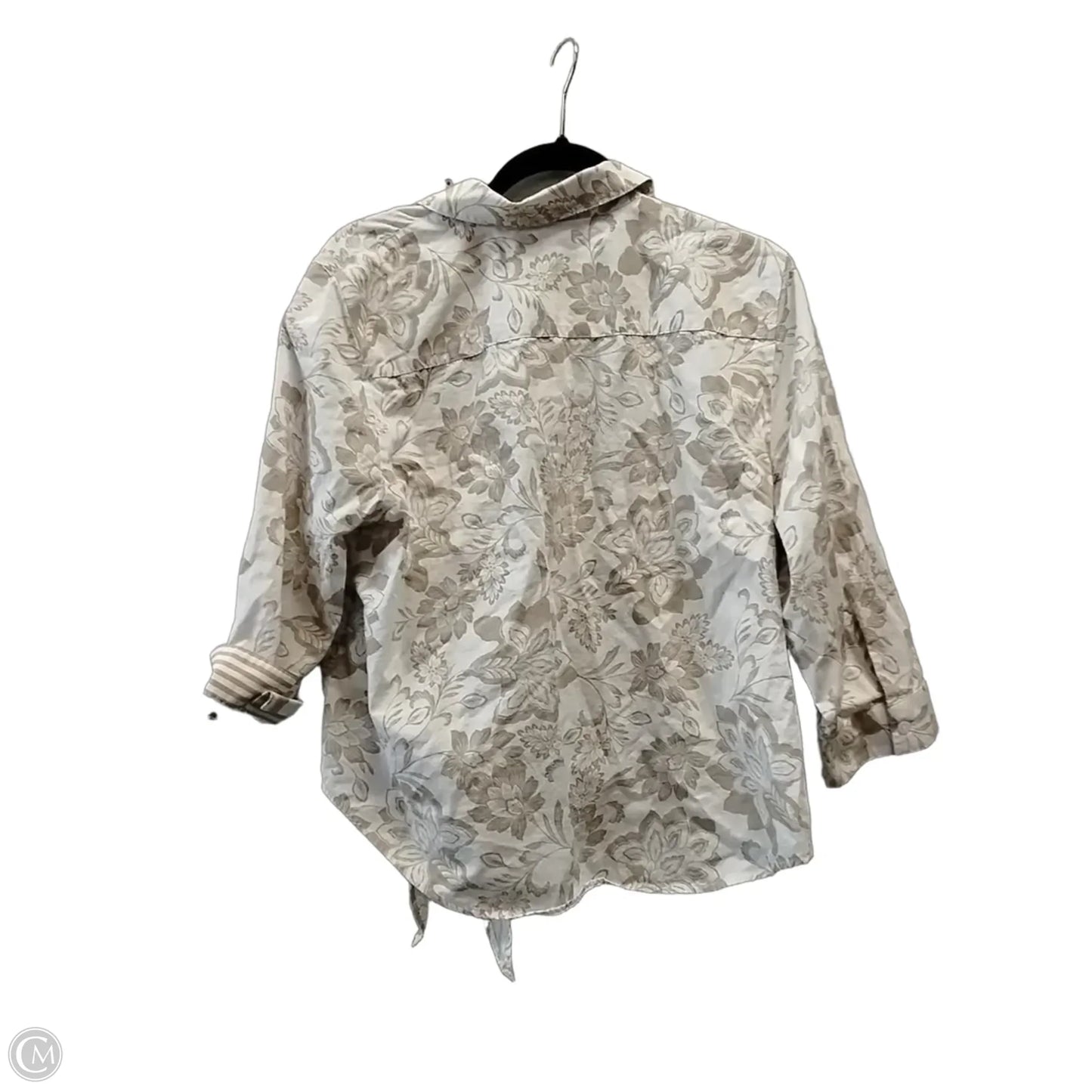 Top Long Sleeve By Chicos In Brown & White, Size: M