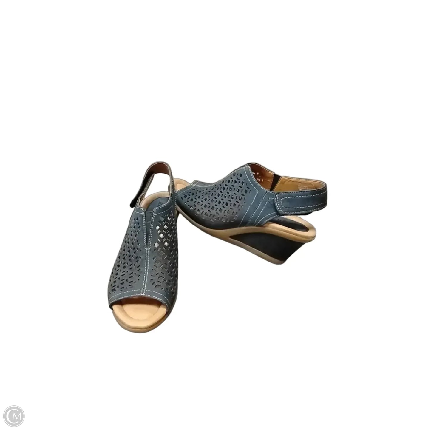Sandals Heels Wedge By Clarks In Blue, Size: 7