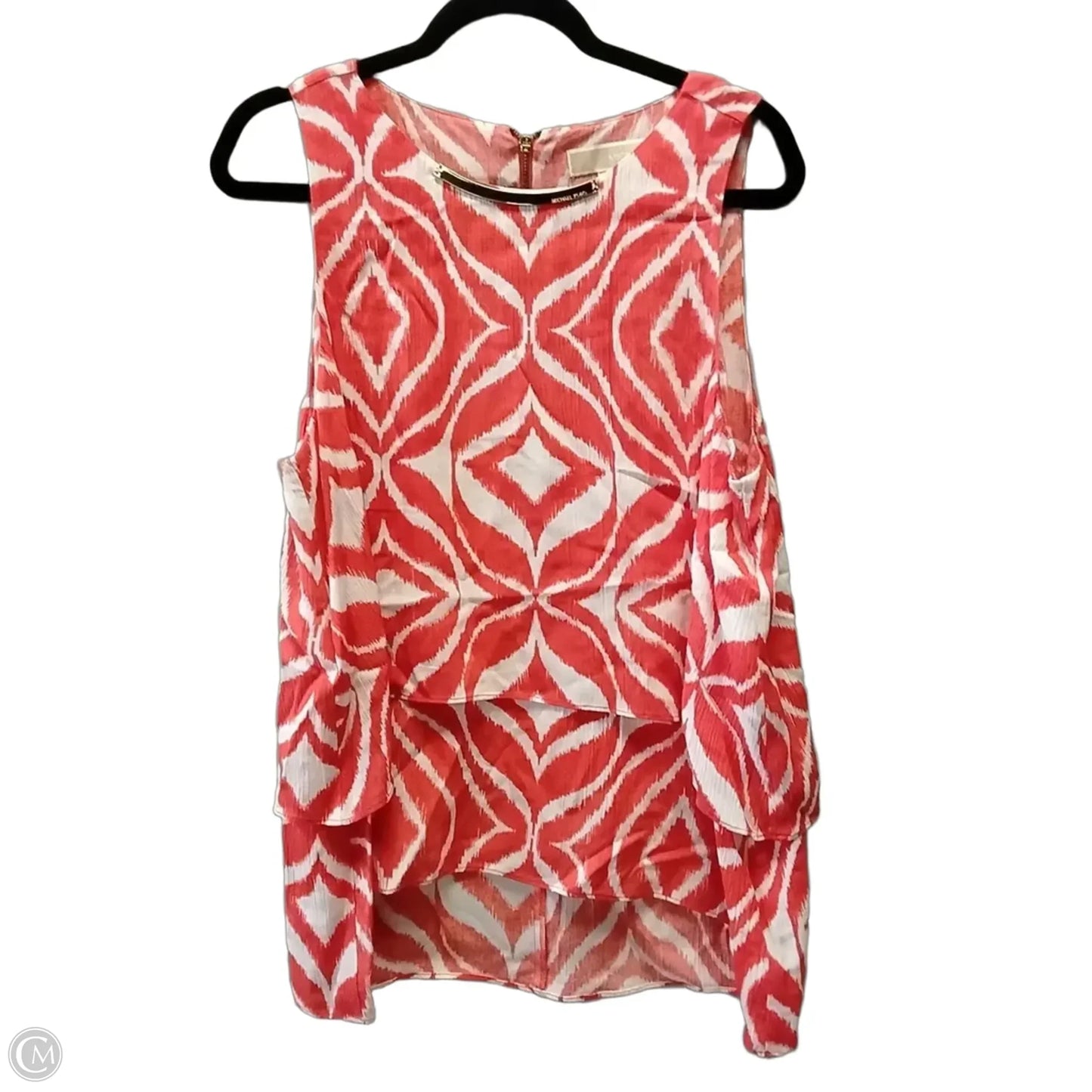 Top Sleeveless By Michael By Michael Kors In Orange & White, Size: L