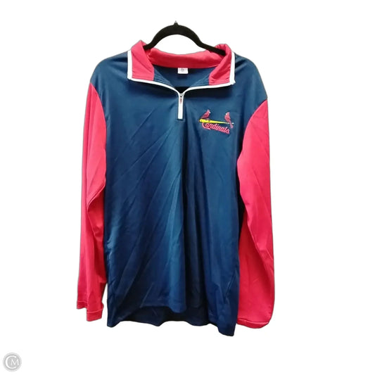 Athletic Top Long Sleeve Collar By Cme In Blue Red & White, Size: Xl
