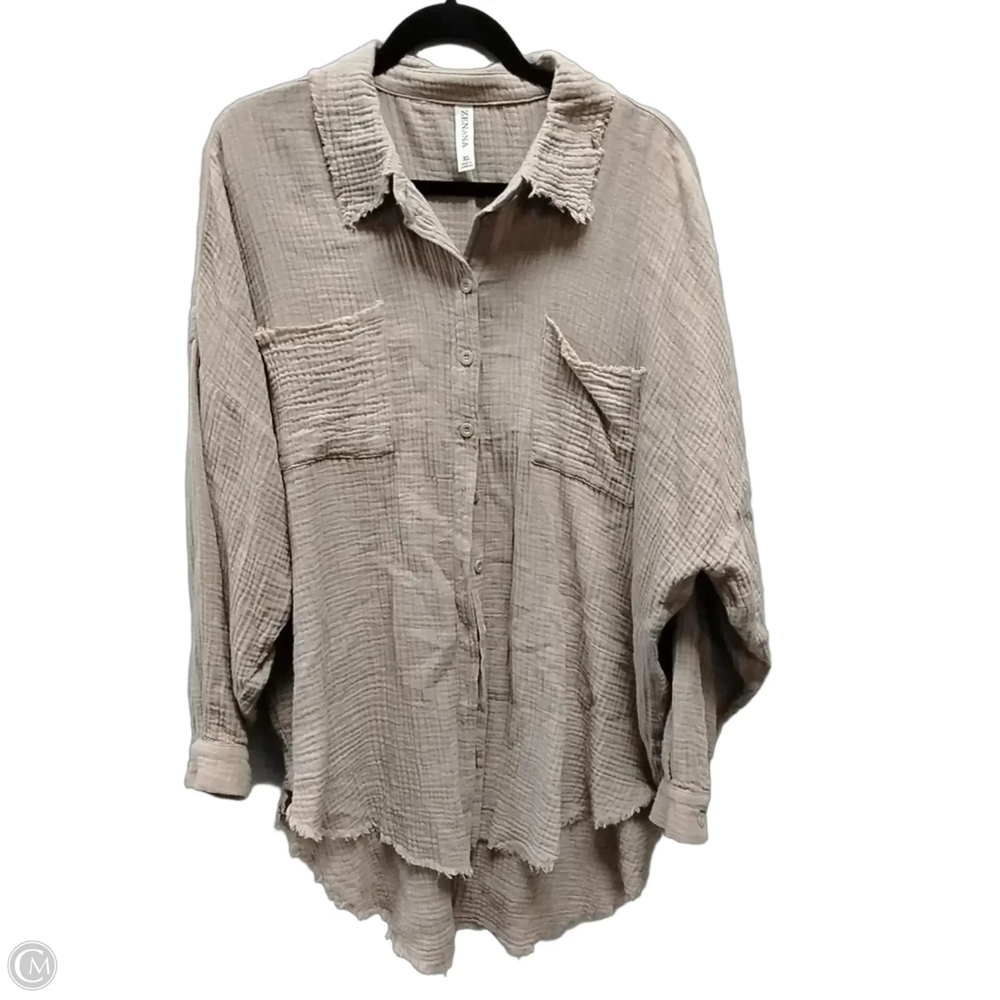 Top Long Sleeve By Zenana In Brown, Size: Xl