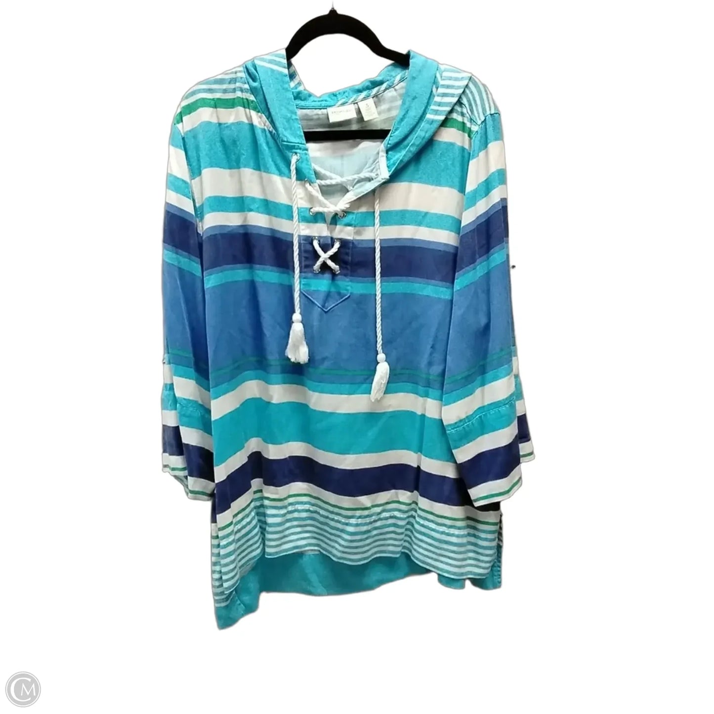Top Long Sleeve By Zenergy By Chicos In Striped Pattern, Size: Xl
