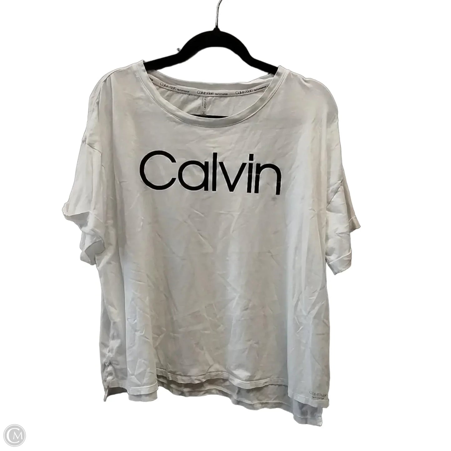 Top Short Sleeve By Calvin Klein In White, Size: 2x