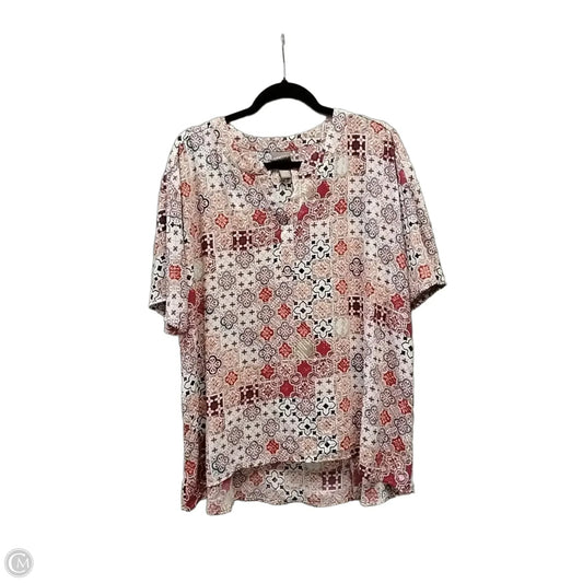 Blouse Short Sleeve By Chicos In Geometric Pattern, Size: Xl