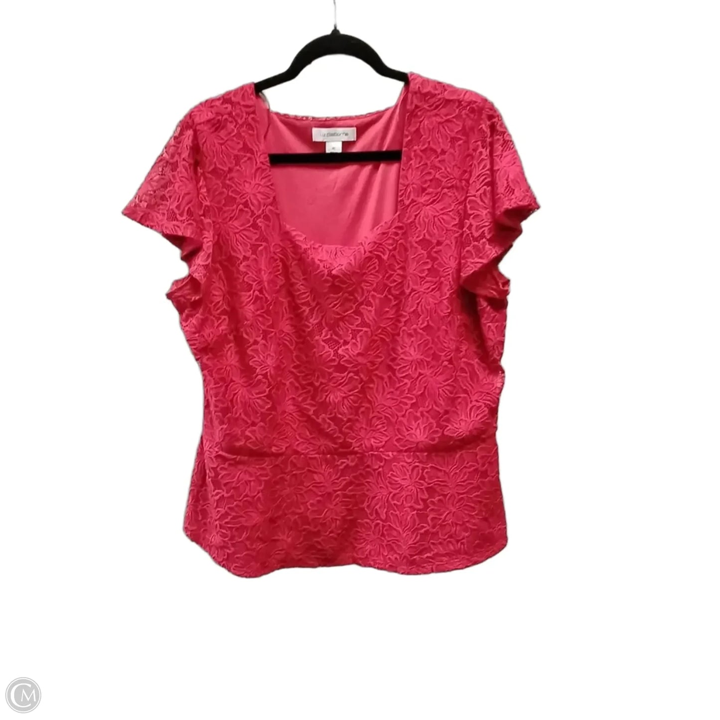 Blouse Short Sleeve By Liz Claiborne In Red, Size: Xl