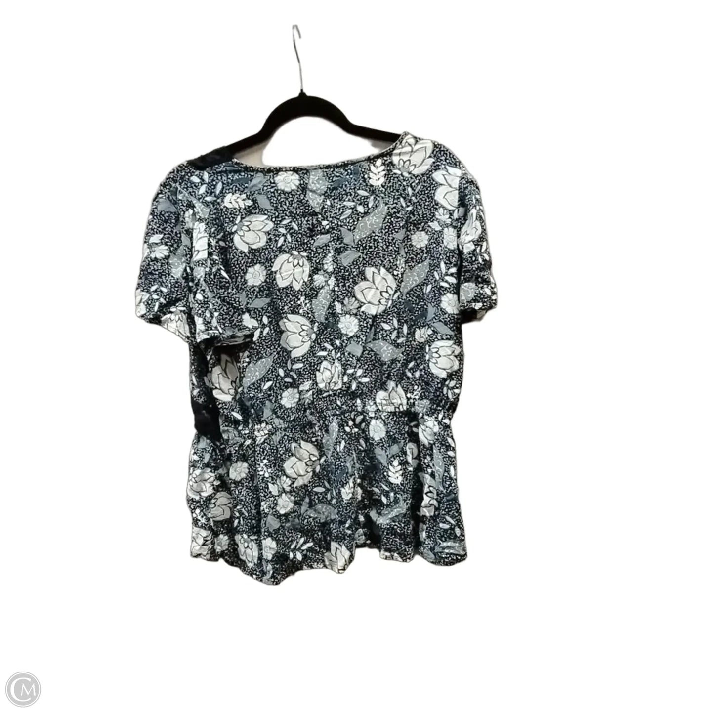 Blouse Short Sleeve By Lane Bryant In Blue & White, Size: Xl