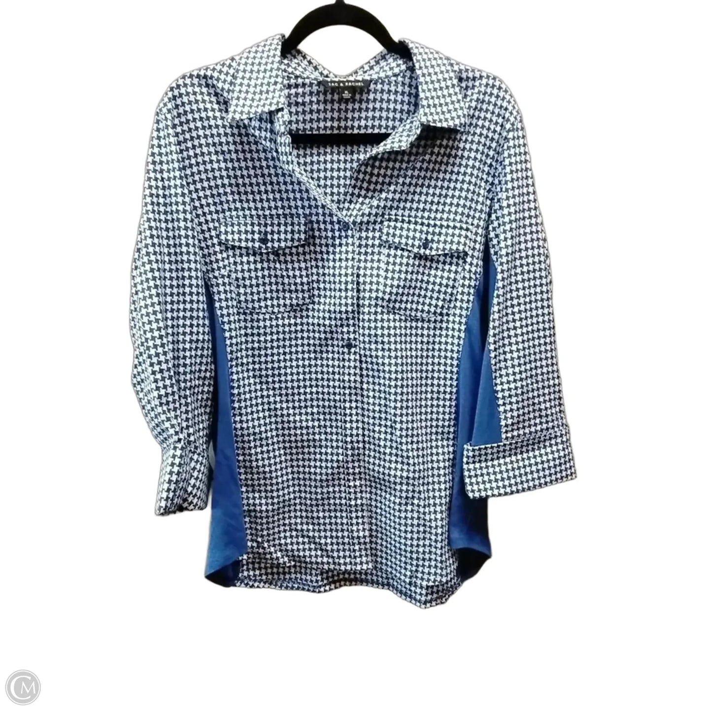 Blouse Long Sleeve By Zac And Rachel In Checkered Pattern, Size: Plus Xl