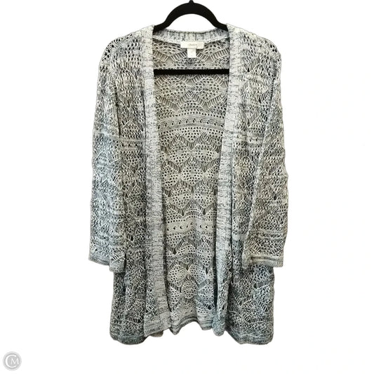 Sweater Cardigan By Cj Banks In Blue & White, Size: 2x