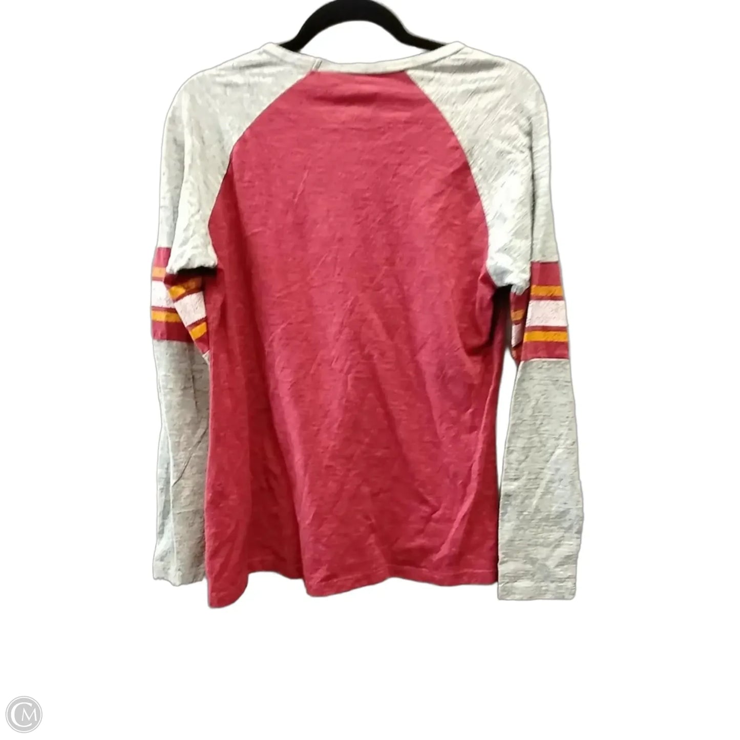 Athletic Top Long Sleeve Crewneck By Nfl In Grey & Red, Size: L