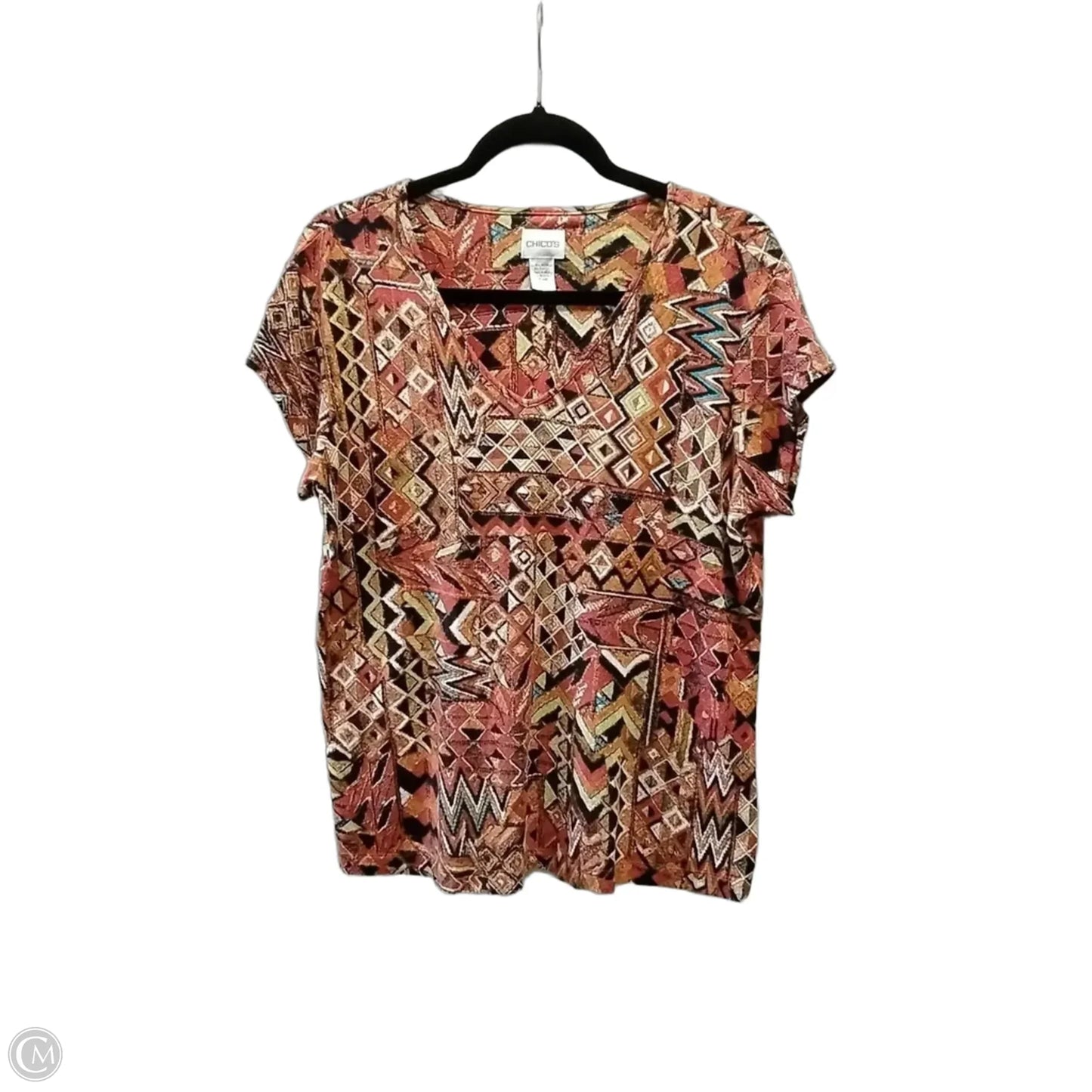Top Short Sleeve By Chicos In Orange, Size: L