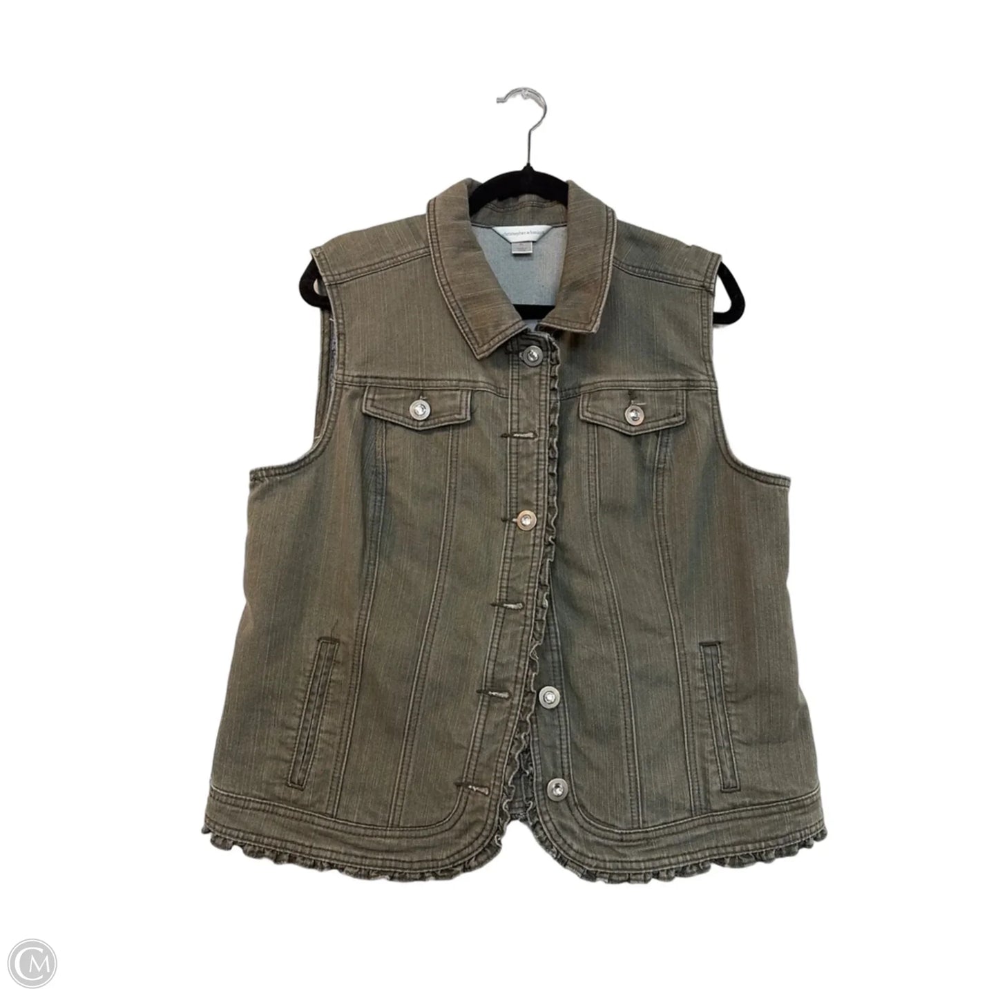 Vest Other By Christopher And Banks In Green Denim, Size: Xl