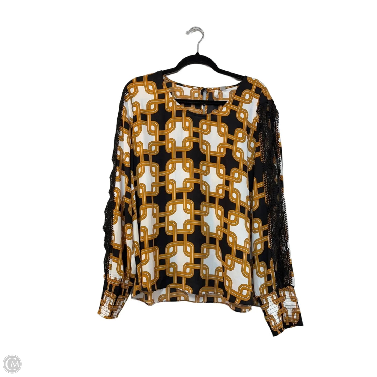 Blouse Long Sleeve By Cato In Geometric Pattern, Size: Xl
