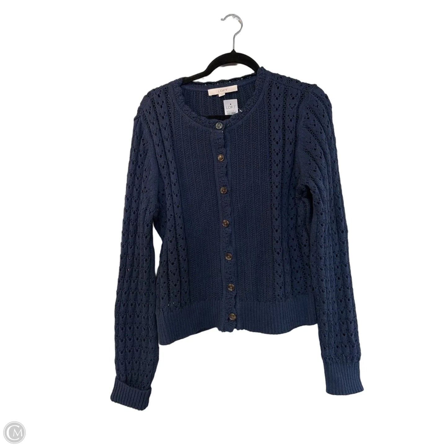 Sweater Cardigan By Loft In Blue, Size: L