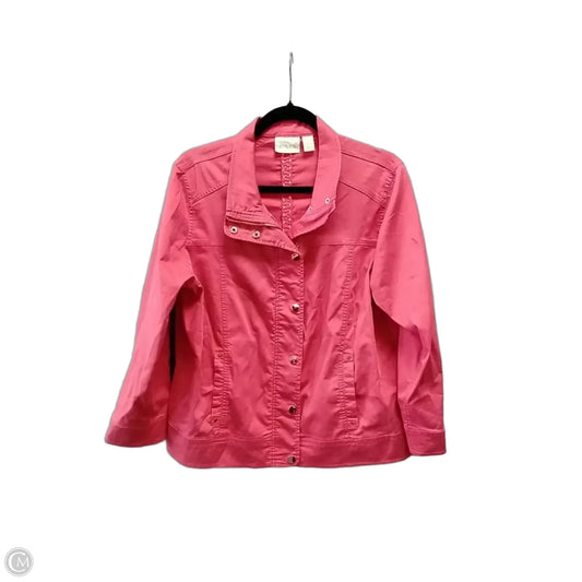 Coat Raincoat By Chicos In Orange, Size: L