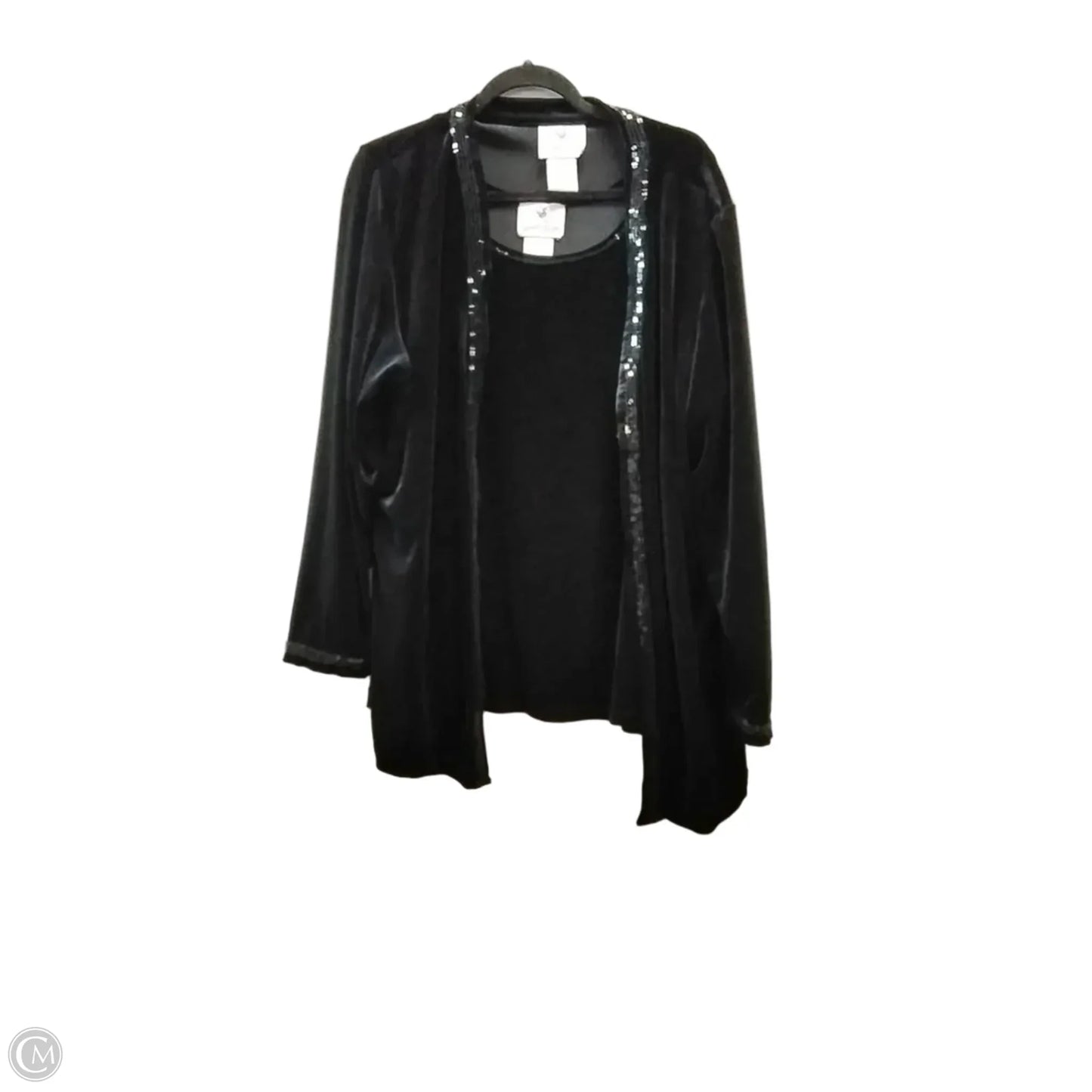 Top 2pc Long Sleeve By Quaker Factory In Black, Size: 1x