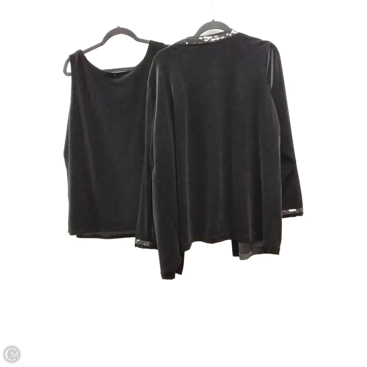 Top 2pc Long Sleeve By Quaker Factory In Black, Size: 1x