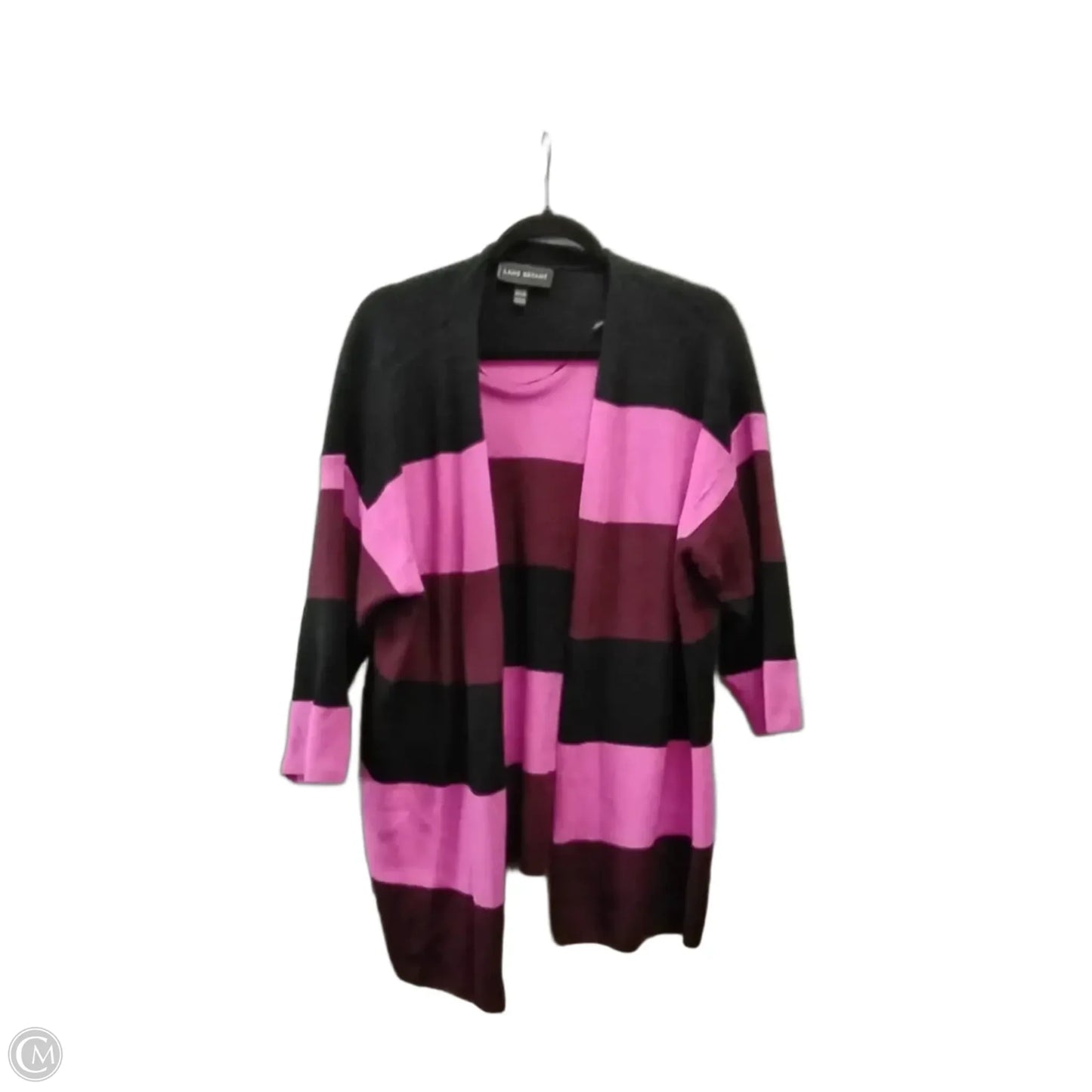 Sweater Cardigan By Lane Bryant In Black & Pink, Size: 1x