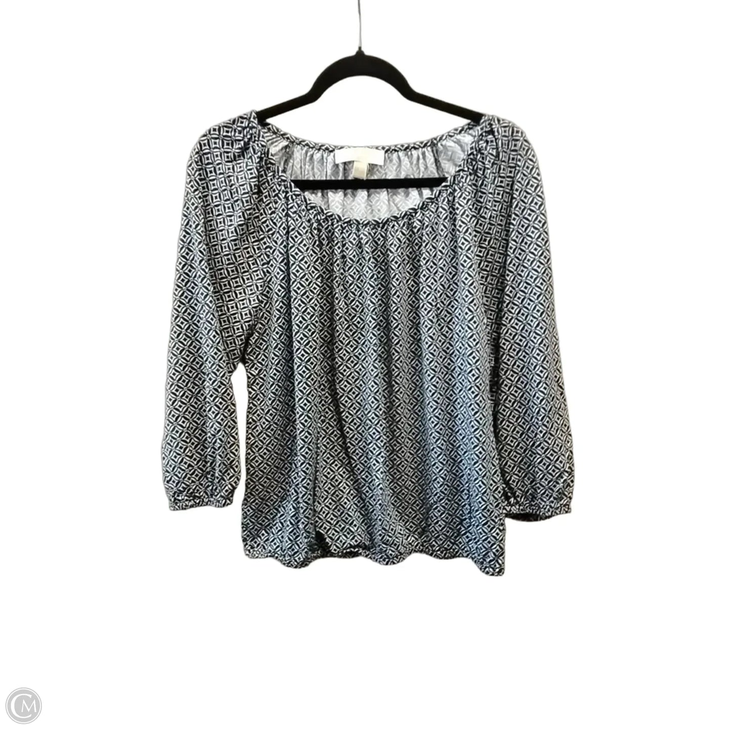Blouse Long Sleeve By Michael By Michael Kors In Blue & White, Size: S