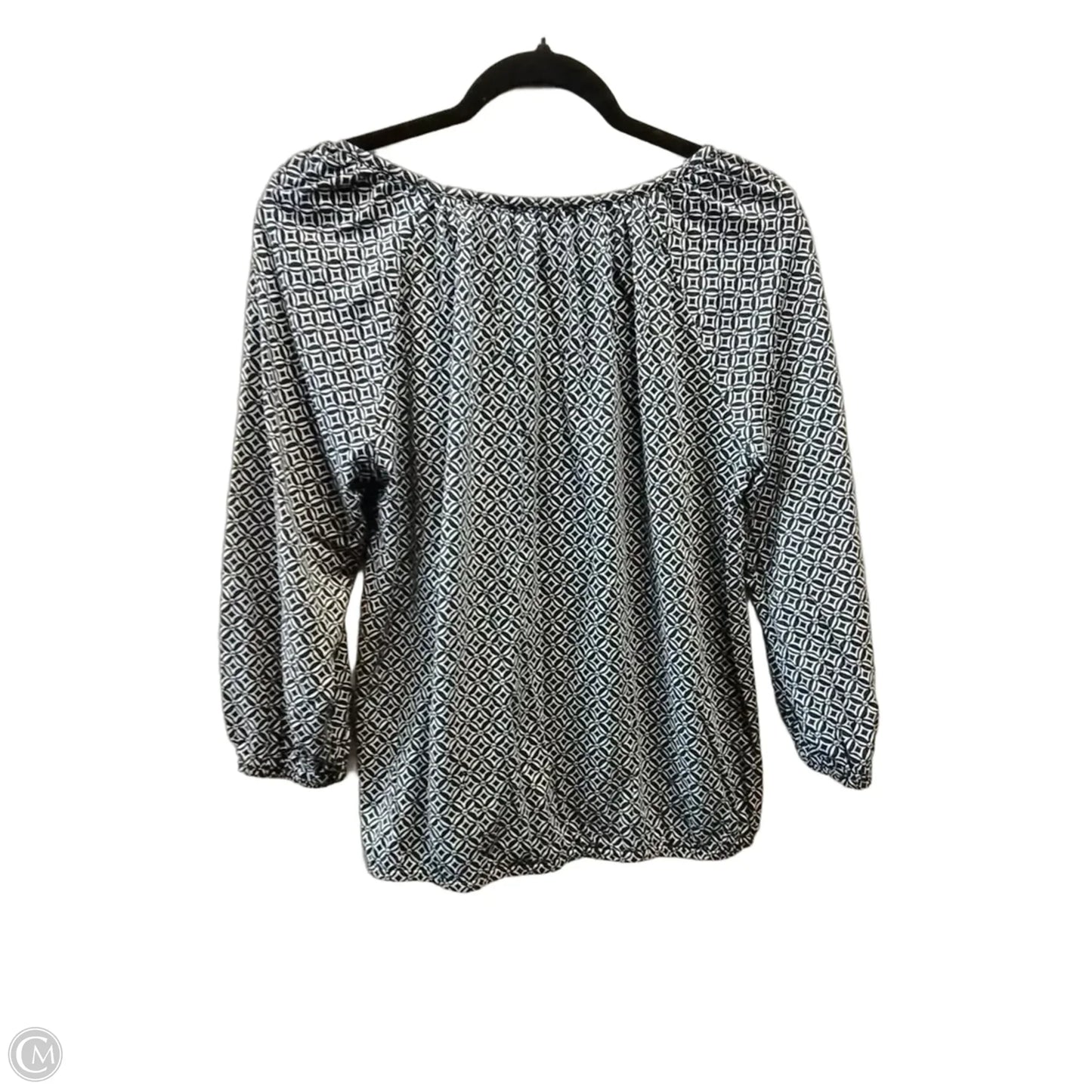 Blouse Long Sleeve By Michael By Michael Kors In Blue & White, Size: S