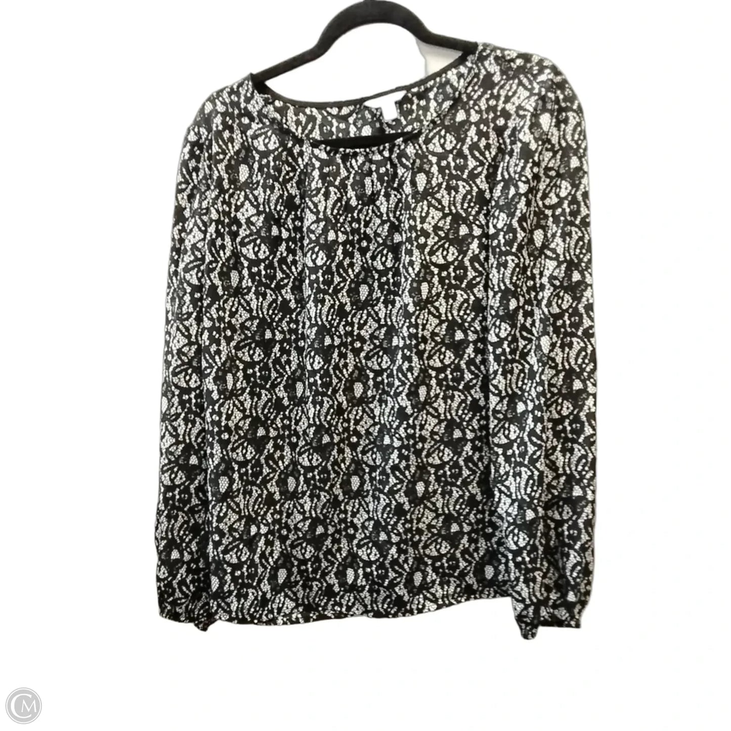 Blouse Long Sleeve By Esprit In Black & White, Size: L