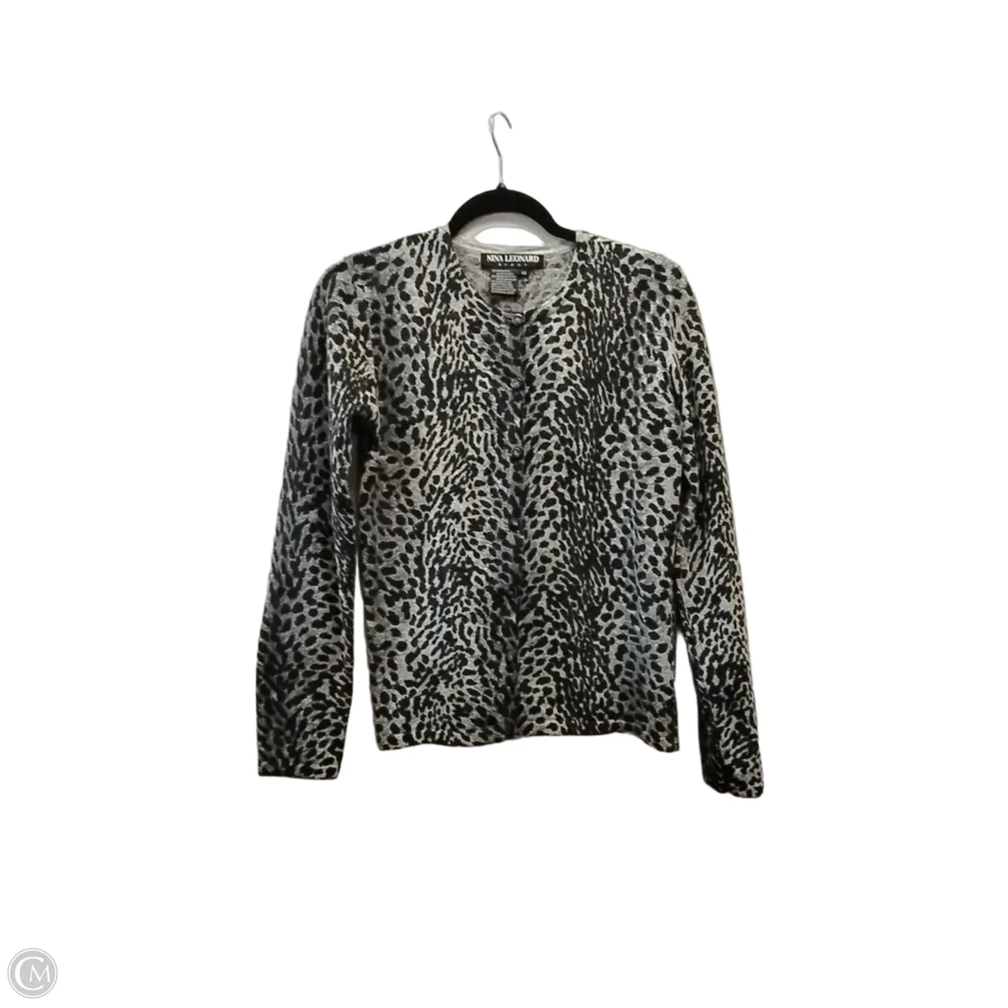 Sweater Cardigan By Nina Leonard In Leopard Print, Size: Xs