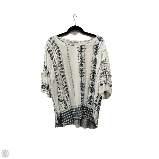 Blouse 3/4 Sleeve By Chris And Carol In Blue & White, Size: M