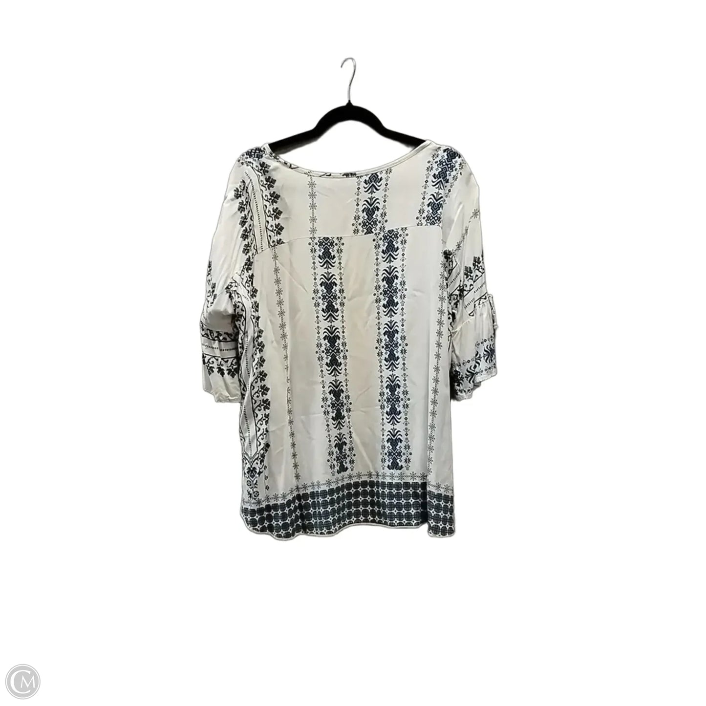 Blouse 3/4 Sleeve By Chris And Carol In Blue & White, Size: M