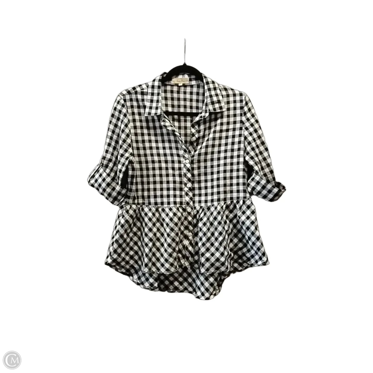 Blouse Long Sleeve By Clothes Mentor In Checkered Pattern, Size: M