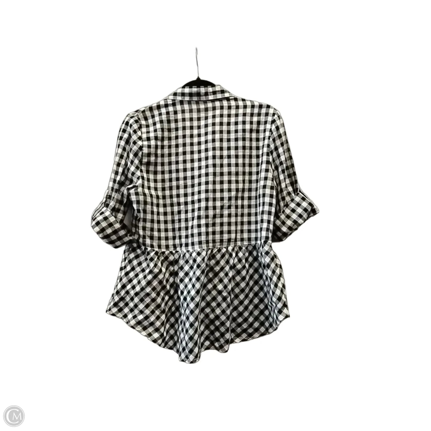 Blouse Long Sleeve By Clothes Mentor In Checkered Pattern, Size: M