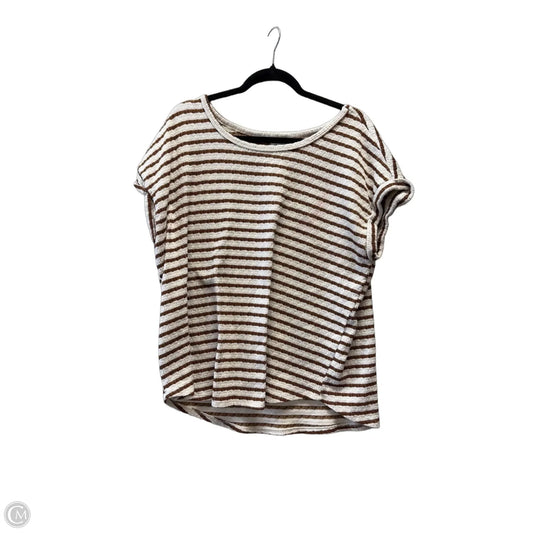 Top Short Sleeve By 24/7 In Brown & Cream, Size: Xl