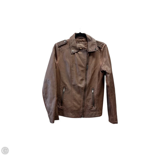 Jacket Leather By Clothes Mentor In Brown, Size: Sp