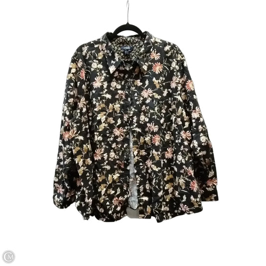 Blouse Long Sleeve By Chaps In Floral Print, Size: 3x