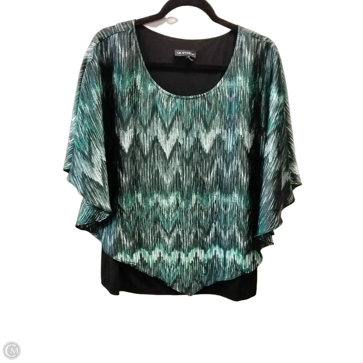 Blouse Short Sleeve By In Studio In Green, Size: L