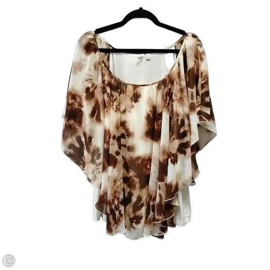 Blouse Short Sleeve By Cato In Brown & Cream, Size: 1x