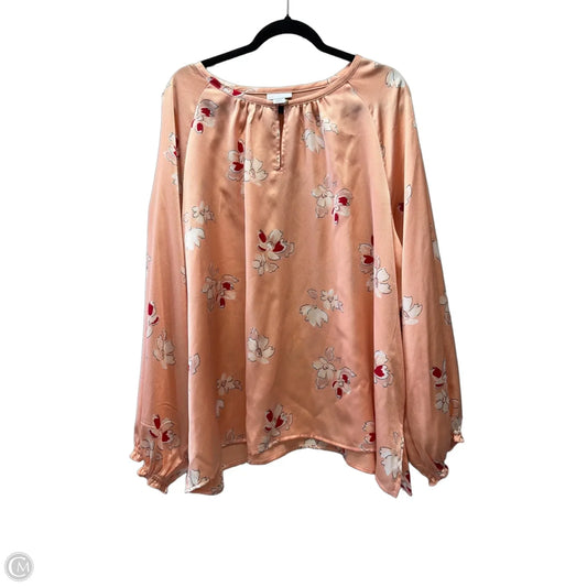 Blouse Long Sleeve By Liz Claiborne In Peach, Size: 2x